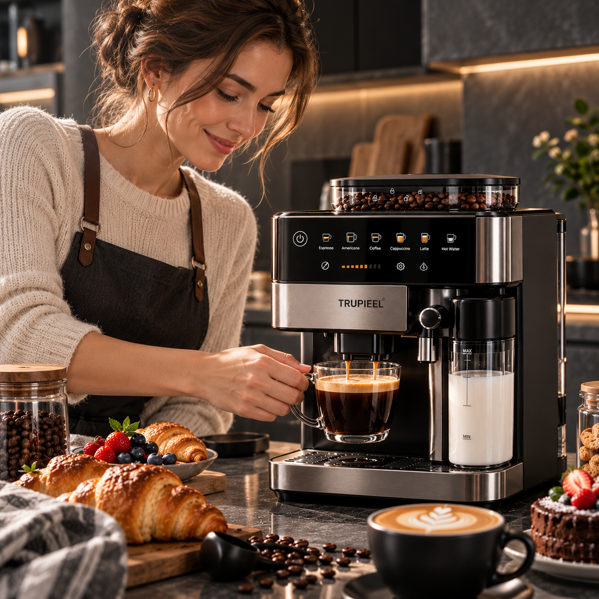 ☕✨ TRUPIEEL® BrewLuxe Pro Smart Coffee Maker – One-Touch Fresh Brew System with Adjustable Strength, Removable Brewing Unit, Quiet Energy-Saving Operation & Easy-Clean Design for Home and Office 🌟
