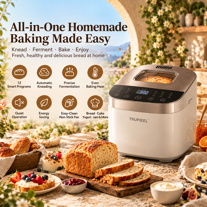 🍞✨ TRUPIEEL® BakeNova Pro Smart Automatic Bread Maker – All-in-One Kneading, Fermentation & Baking Machine with Quiet Operation, Easy-Clean Bread Pan and Multi-Function Programs for Bread, Cake, Yogurt & Jam 🌟