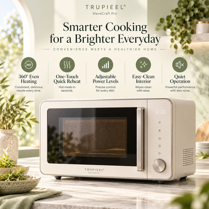 🥘 TRUPIEEL® WaveCraft Pro Smart Microwave Oven – 360° Even Heating, Adjustable Power Levels, One-Touch Quick Reheat, Easy-Clean Interior, Quiet Operation & Family-Friendly Everyday Cooking