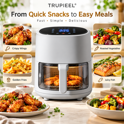 🌹 TRUPIEEL® AirVanta Pro Compact Air Fryer – 360° Rapid Hot Air Circulation, Oil-Free Crisping, Space-Saving Design & Multi-Function Cooking for Quick Everyday Meals