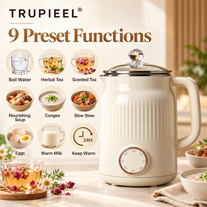 🌻 TRUPIEEL® VitaBrew 9-in-1 Smart Wellness Pot – Precision Heating, 24H Keep-Warm, Anti-Dry-Burn Safety & Multi-Mode Brewing for Herbal Tea, Soup, Congee, Milk and Everyday Nourishment