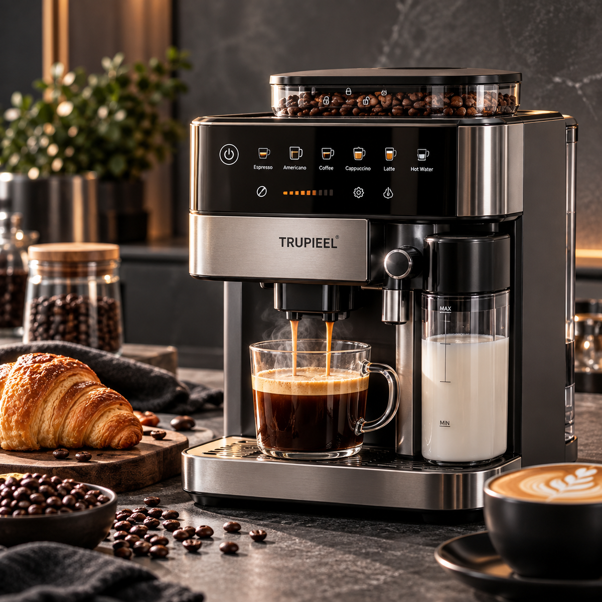 ☕✨ TRUPIEEL® BrewLuxe Pro Smart Coffee Maker – One-Touch Fresh Brew System with Adjustable Strength, Removable Brewing Unit, Quiet Energy-Saving Operation & Easy-Clean Design for Home and Office 🌟