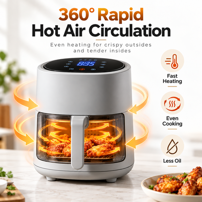 🌹 TRUPIEEL® AirVanta Pro Compact Air Fryer – 360° Rapid Hot Air Circulation, Oil-Free Crisping, Space-Saving Design & Multi-Function Cooking for Quick Everyday Meals
