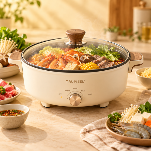TRUPIEEL 🥑✨ TRUPIEEL® HeatNest Pro Multi-Purpose Electric Hot Pot – Fast Heating, Adjustable Temperature, Non-Stick Cooking Pot for Hot Pot, Soup, Stew, Noodles & Everyday Family Meals 🌟