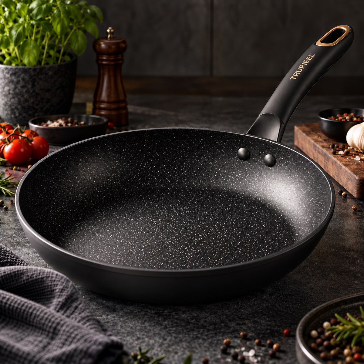 🍳 TRUPIEEL® SearVanta Pro Non-Stick Frying Pan – Smoke-Reducing Scratch-Resistant Cookware with Rapid Even Heating, High-Temperature Durability & Cool-Touch Handle for Frying, Stir-Frying and Searing