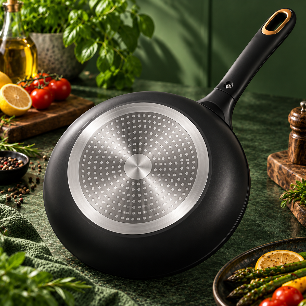 🧡 TRUPIEEL® SearLuxe Pro Non-Stick Frying Pan – Rapid Even Heating, Heat-Resistant Cookware with Ergonomic Cool-Touch Handle for Omelets, Steaks, Vegetables & Everyday Home Cooking