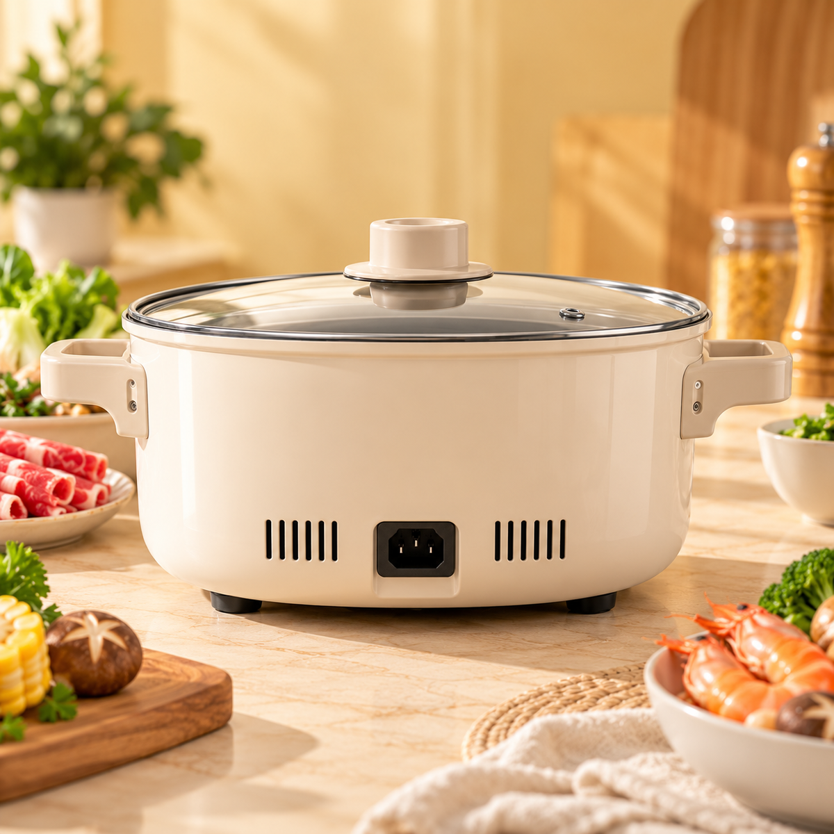 TRUPIEEL 🥑✨ TRUPIEEL® HeatNest Pro Multi-Purpose Electric Hot Pot – Fast Heating, Adjustable Temperature, Non-Stick Cooking Pot for Hot Pot, Soup, Stew, Noodles & Everyday Family Meals 🌟